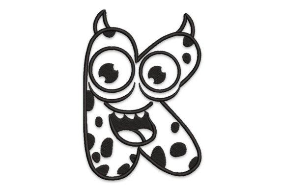 Monster Alphabet Letter K: A Playful Yet Professional Embroidery Design for Small Business Branding