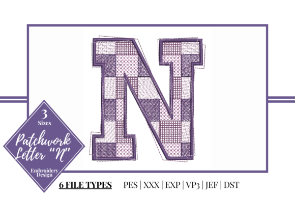 Patchwork Letter N: A Stylish, Versatile Embroidery Design for Business Branding